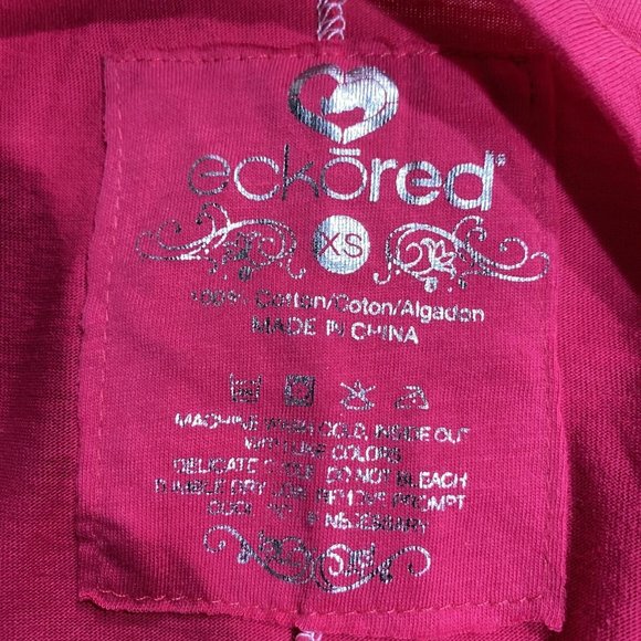 Eckored Women's Pink Cotton Drawstring-Hem Round Neck Separated-Hooded Shirt XS - Picture 8 of 8